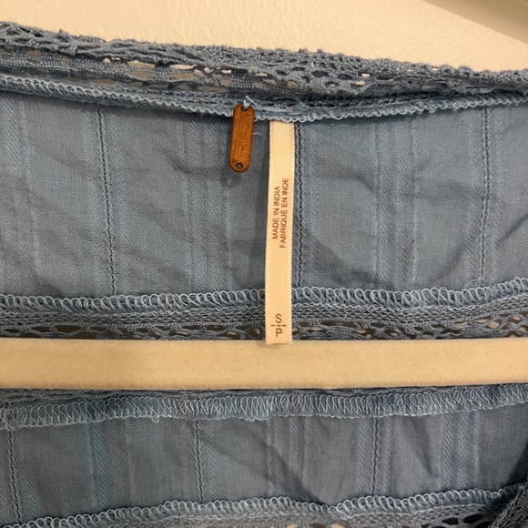 Free People Follow Your Heart Embroidered Crop Balloon Sleeve Top (S) - Picture 5 of 9